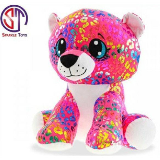 RAINBOW STAR SPARKLE leopard plyšový barevný - 35cm,sedící